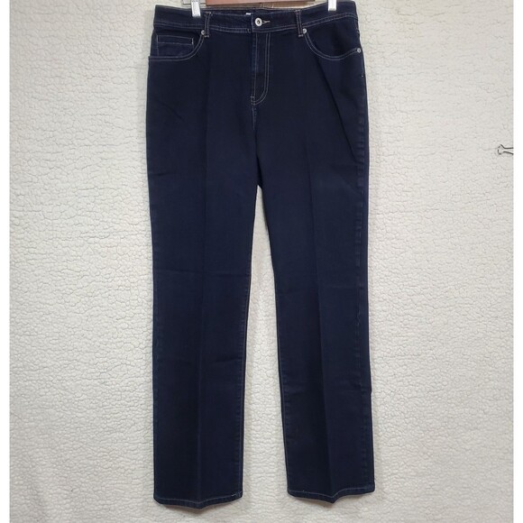 Chico's Platinum Trouser Women Sz 2 (US 12) Wide Leg Indigo Blue Denim Jeans - Picture 6 of 16